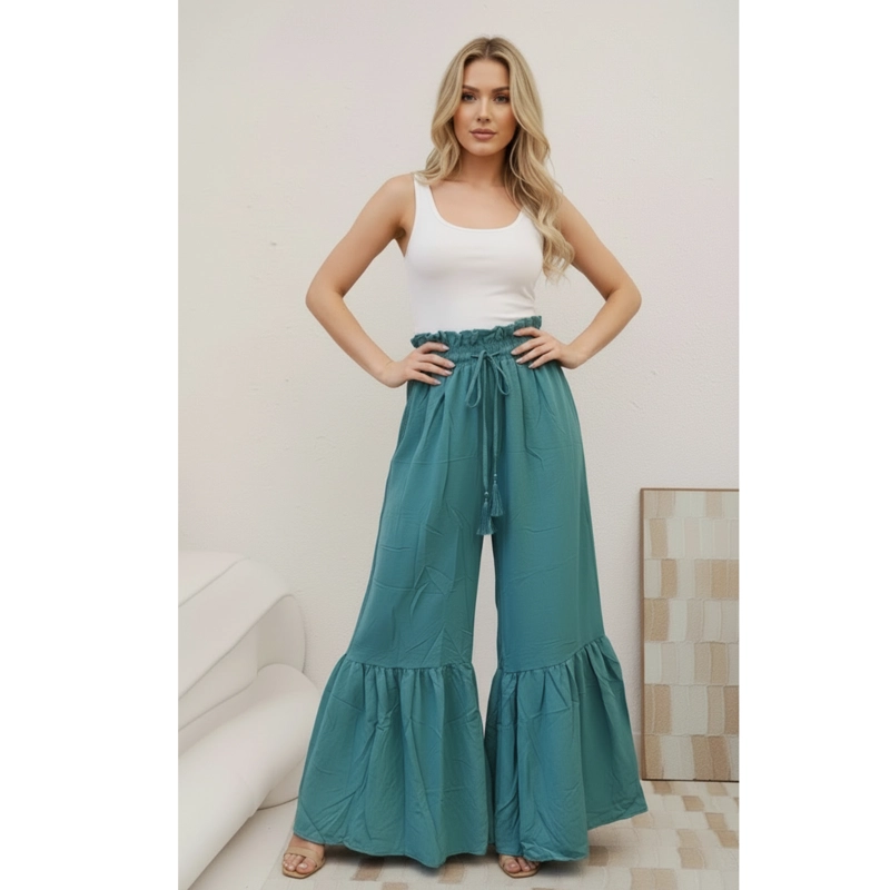 PANTALON PALAZZO MUJER LIVIANO CON VUELOS EXCELENTE CALIDAD 2605 - 1