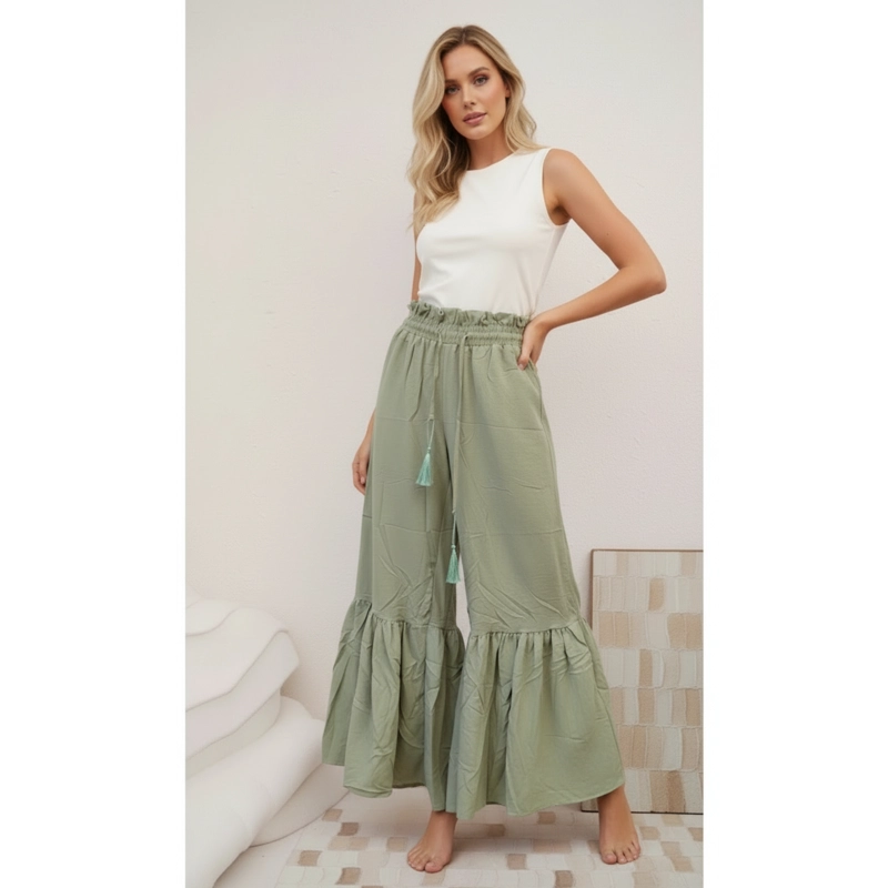 PANTALON PALAZZO MUJER LIVIANO CON VUELOS EXCELENTE CALIDAD 2605 - 2