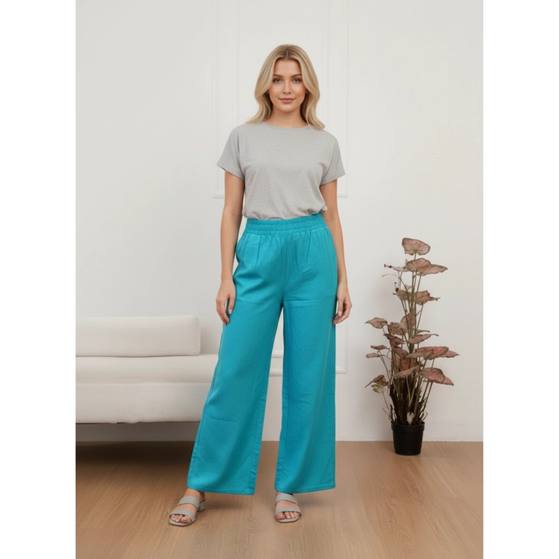 PANTALON PALAZZO MUJER LIVIANO RECTO PRETINA ALTA PRIMAVERA VERANO 8303 - 1
