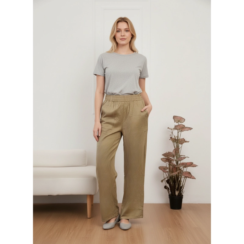 PANTALON PALAZZO MUJER LIVIANO RECTO PRETINA ALTA PRIMAVERA VERANO 8303 - 1