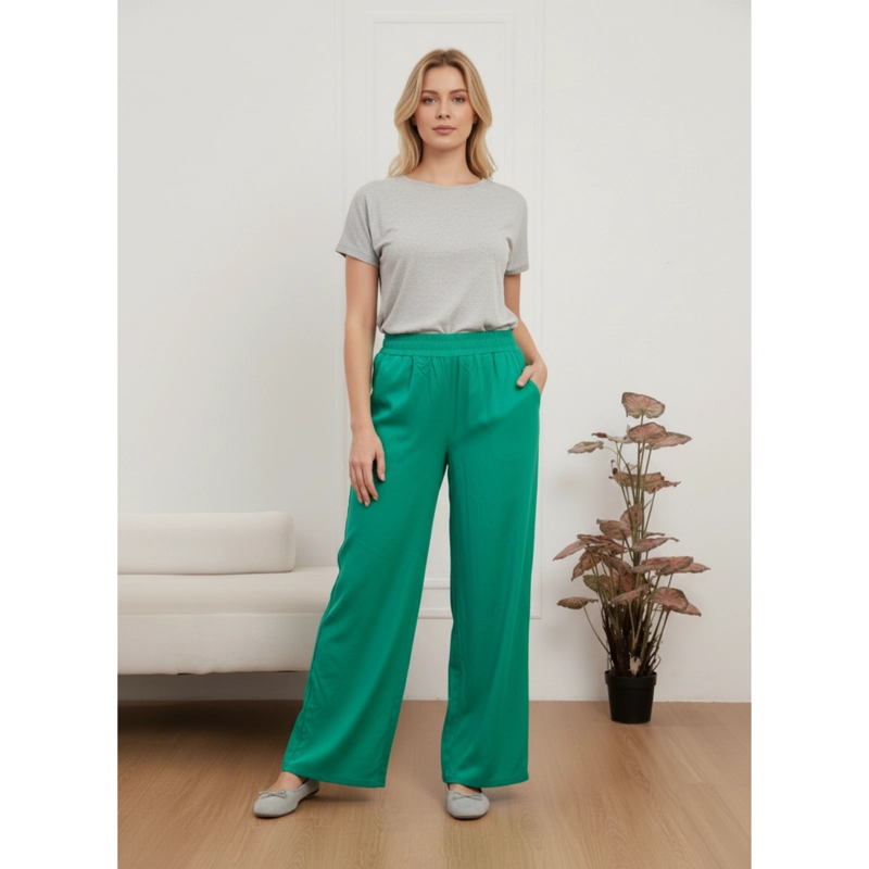 PANTALON PALAZZO MUJER LIVIANO RECTO PRETINA ALTA PRIMAVERA VERANO 8303 - 1