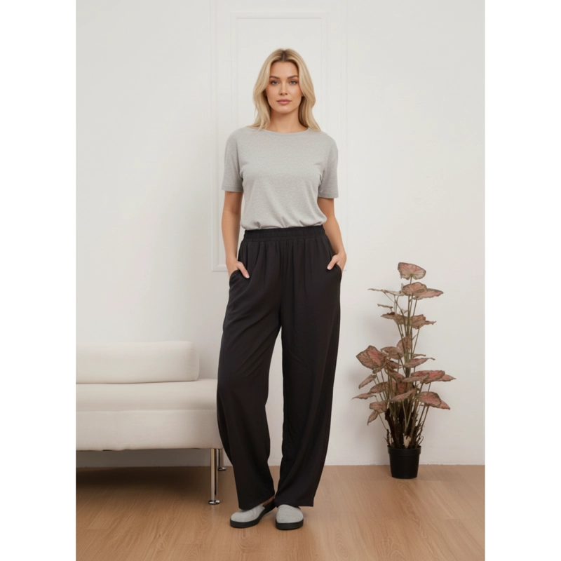 PANTALON PALAZZO MUJER LIVIANO RECTO PRETINA ALTA PRIMAVERA VERANO 8303 - 1