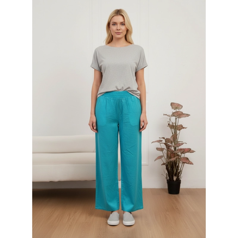 PANTALON PALAZZO MUJER LIVIANO RECTO PRETINA ALTA PRIMAVERA VERANO 8303 - 2