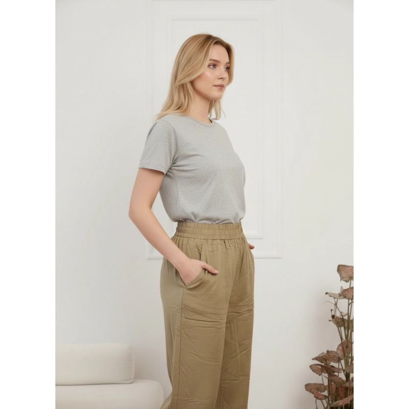 PANTALON PALAZZO MUJER LIVIANO RECTO PRETINA ALTA PRIMAVERA VERANO 8303 - 2