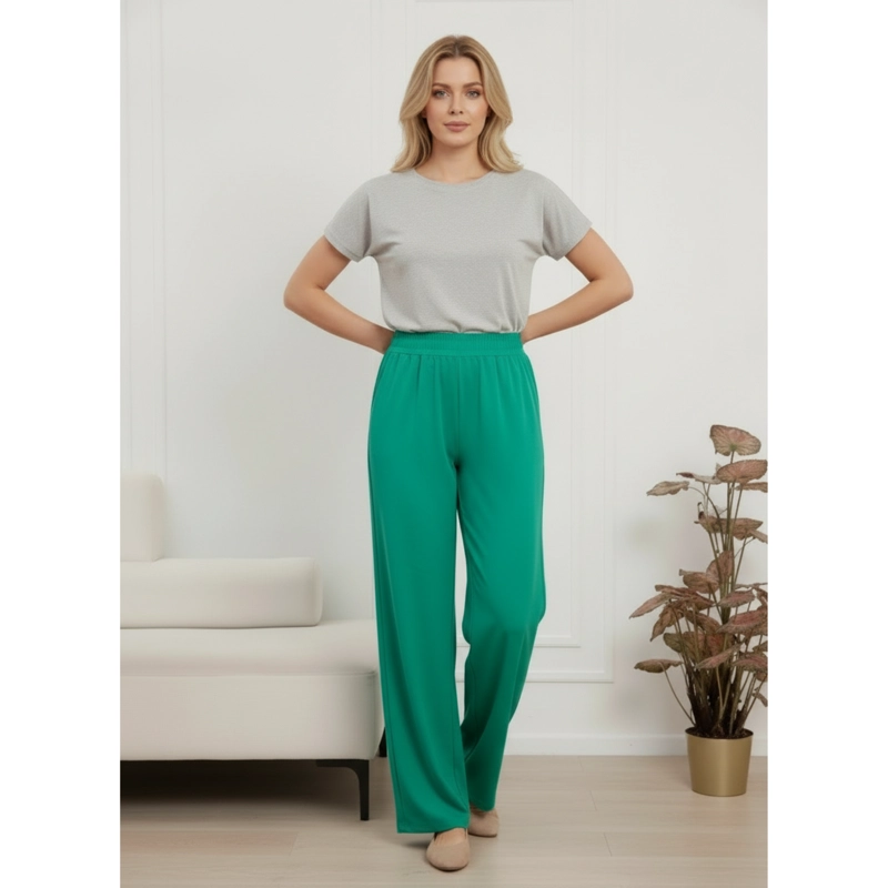 PANTALON PALAZZO MUJER LIVIANO RECTO PRETINA ALTA PRIMAVERA VERANO 8303 - 2
