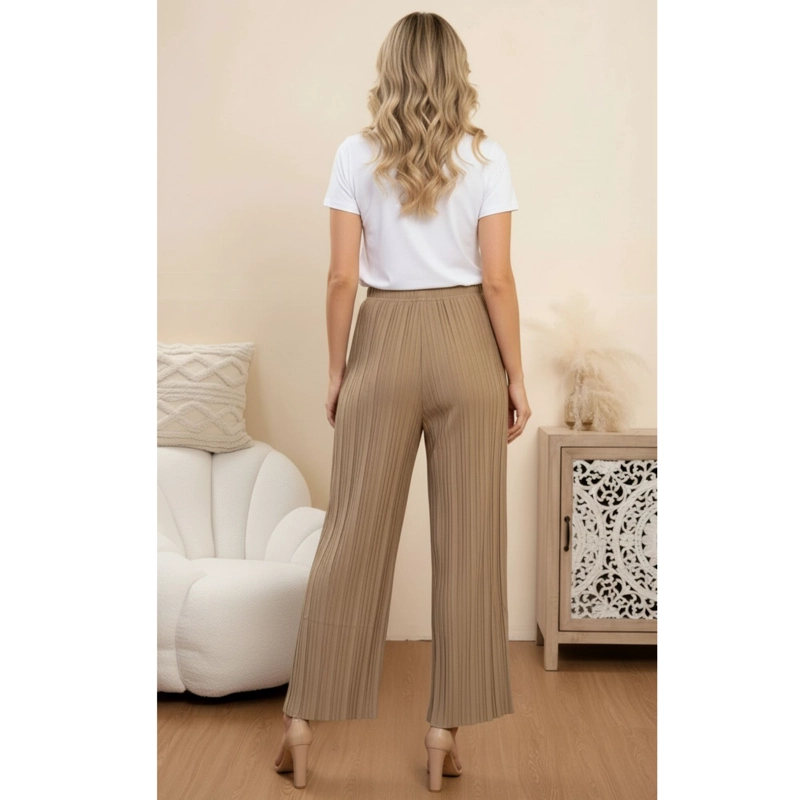 PANTALON PALAZZO MUJER CINTURA ELASTICADA TELA LIVIANA PLISADA 30001 - 2