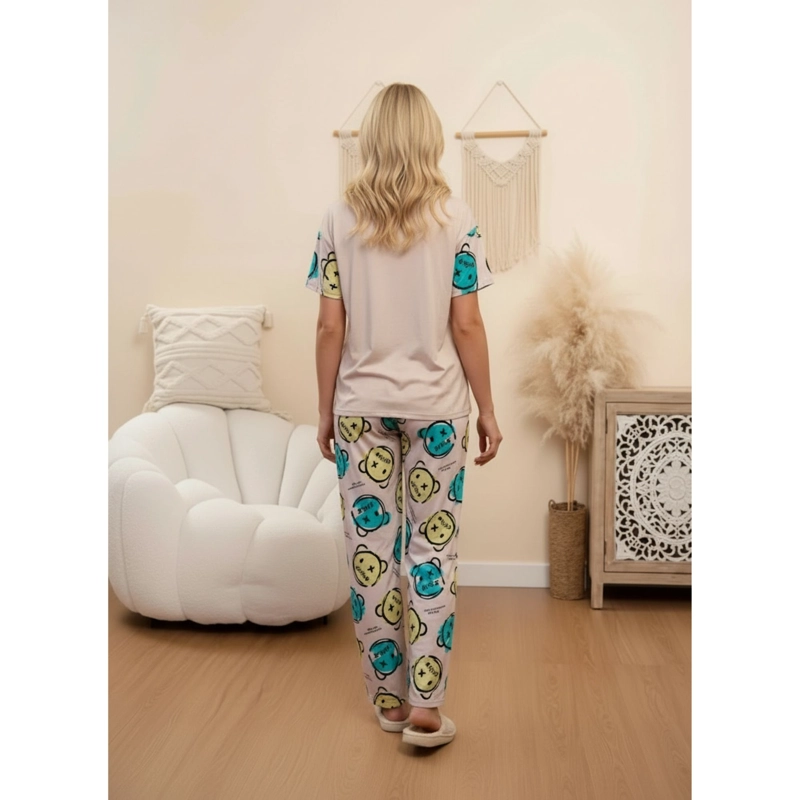 CONJUNTO 3 PIEZAS PIJAMA MUJER SHORT PANTALON POLERA MANGA CORTA 200 - 3
