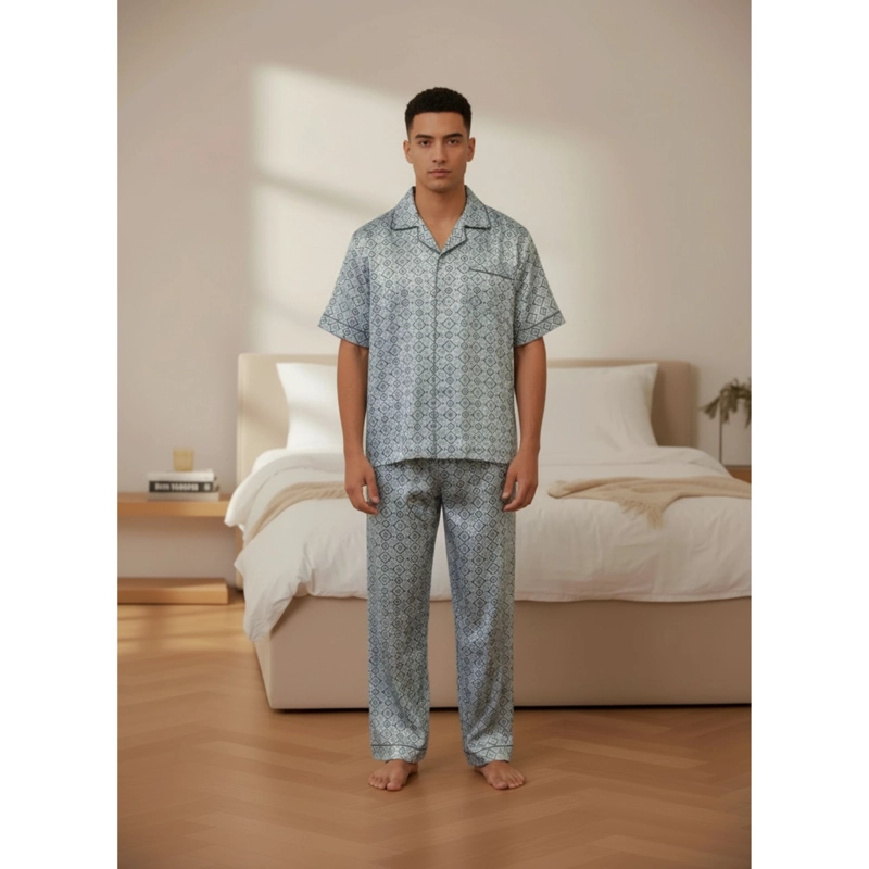PIJAMA HOMBRE VERANO PANTALON Y POLERA MANGA CORTA CON BOTONES 8888 - 1