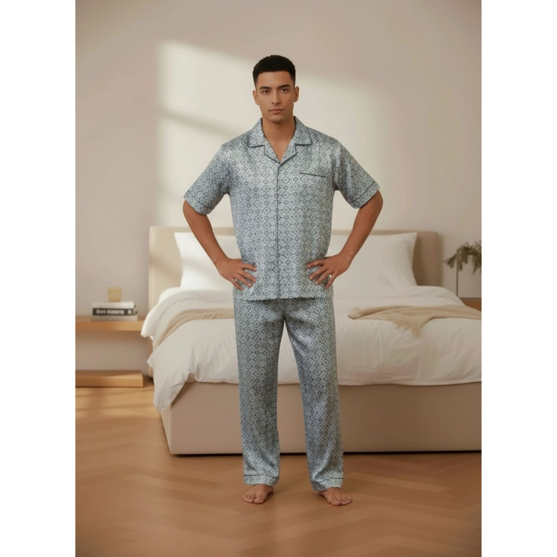 PIJAMA HOMBRE VERANO PANTALON Y POLERA MANGA CORTA CON BOTONES 8888 - 2