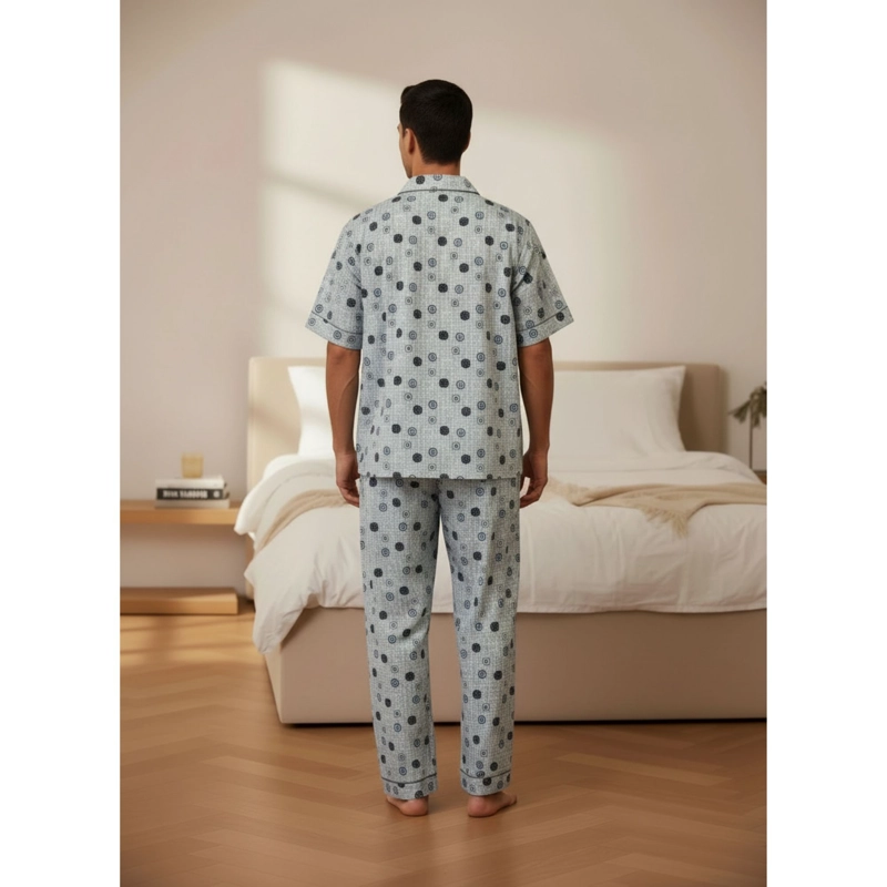 PIJAMA HOMBRE VERANO PANTALON Y POLERA MANGA CORTA CON BOTONES 8888 - 3