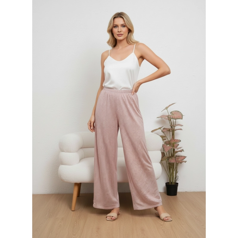 PANTALON PLAYERO MUJER RECTO CALADO TIPO BRODERIE VERANO 6621 - 1