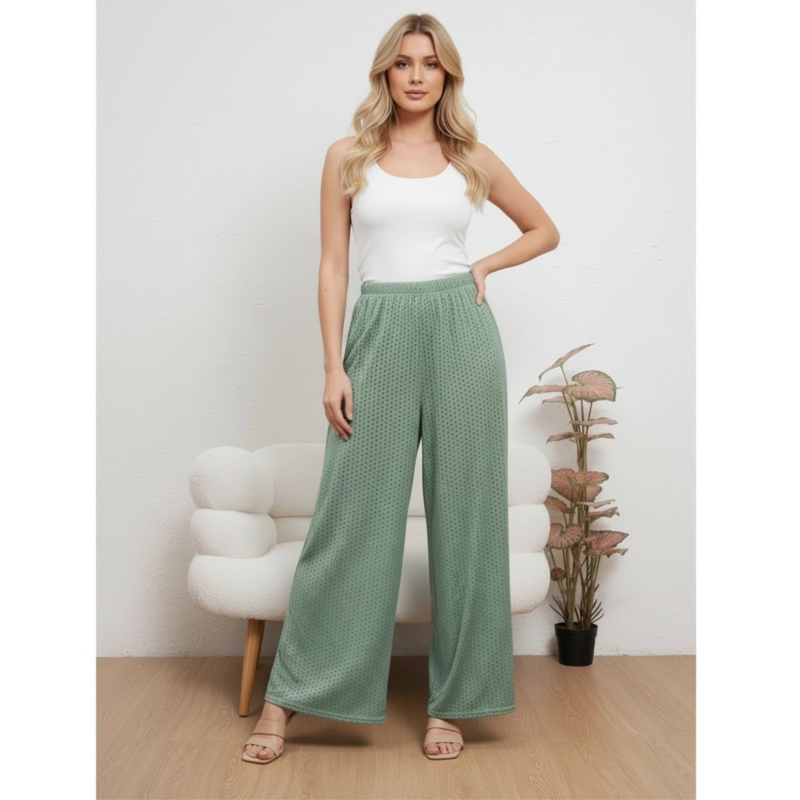 PANTALON PLAYERO MUJER RECTO CALADO TIPO BRODERIE VERANO 6621 - 1