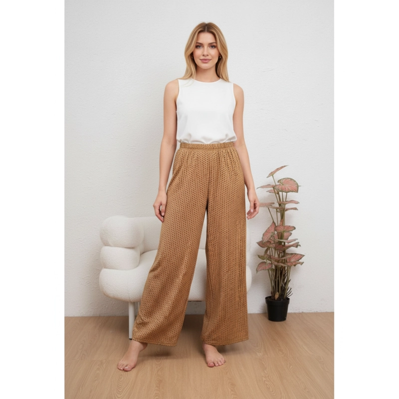 PANTALON PLAYERO MUJER RECTO CALADO TIPO BRODERIE VERANO 6621 - 1