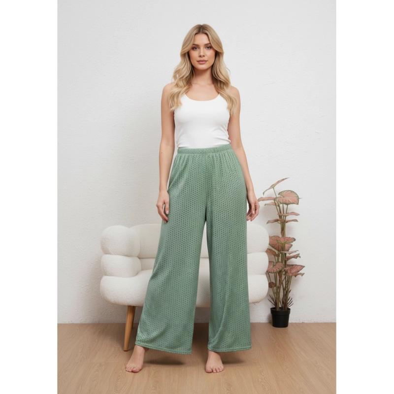 PANTALON PLAYERO MUJER RECTO CALADO TIPO BRODERIE VERANO 6621 - 2