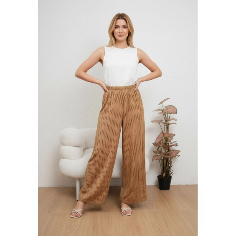 PANTALON PLAYERO MUJER RECTO CALADO TIPO BRODERIE VERANO 6621 - 2