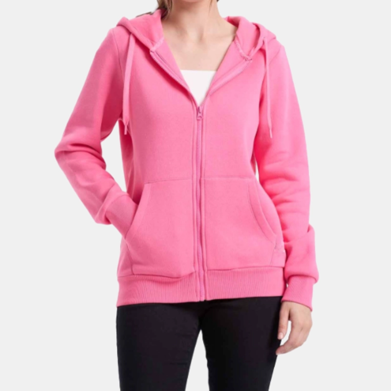POLERON CON CIERRE MUJER BOLSILLO INTERIOR FORRO POLAR CON GORRO Z-05 - 1