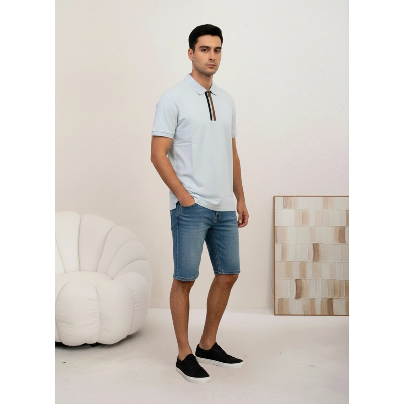 POLERA HOMBRE ALGODON PRIMAVERA VERANO CUELLO CIERRE 0180 - 2