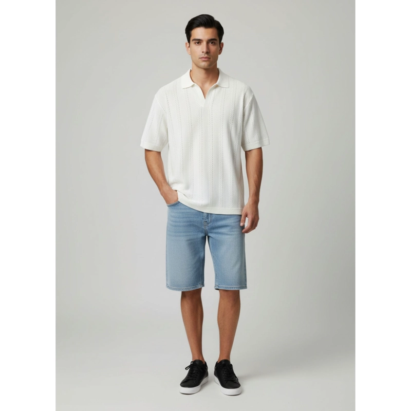 POLERA HOMBRE MANGA CORTA TEJIDA CON CUELLO ESTILO CASUAL 0173 - 1