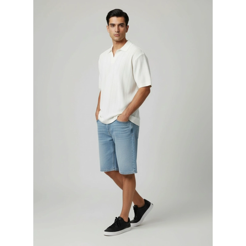 POLERA HOMBRE MANGA CORTA TEJIDA CON CUELLO ESTILO CASUAL 0173 - 2