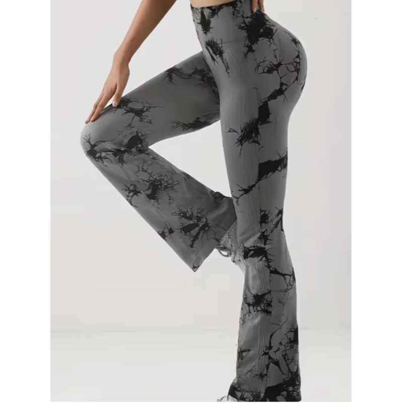 CALZA DELGADA YOGA FLARE MUJER TIE DYE TIRO ALTO LEVANTA COLA 9008 - 1