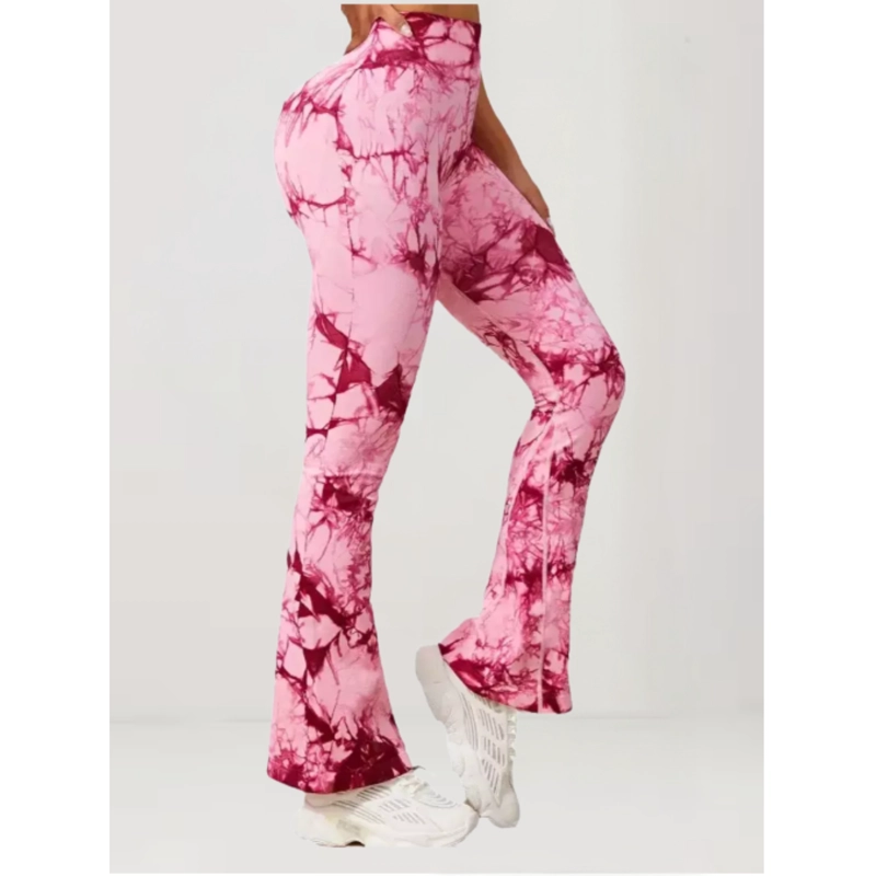 CALZA DELGADA YOGA FLARE MUJER TIE DYE TIRO ALTO LEVANTA COLA 9008 - 1