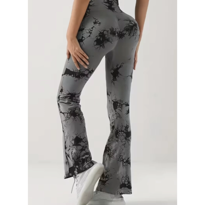 CALZA DELGADA YOGA FLARE MUJER TIE DYE TIRO ALTO LEVANTA COLA 9008 - 2
