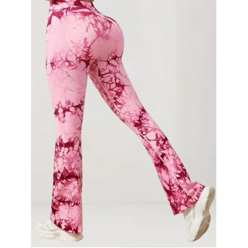 CALZA DELGADA YOGA FLARE MUJER TIE DYE TIRO ALTO LEVANTA COLA 9008 - 2