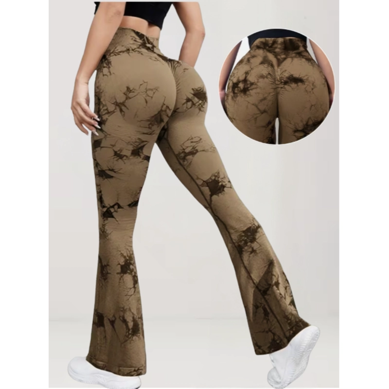 CALZA DELGADA YOGA FLARE MUJER TIE DYE TIRO ALTO LEVANTA COLA 9008 - 3