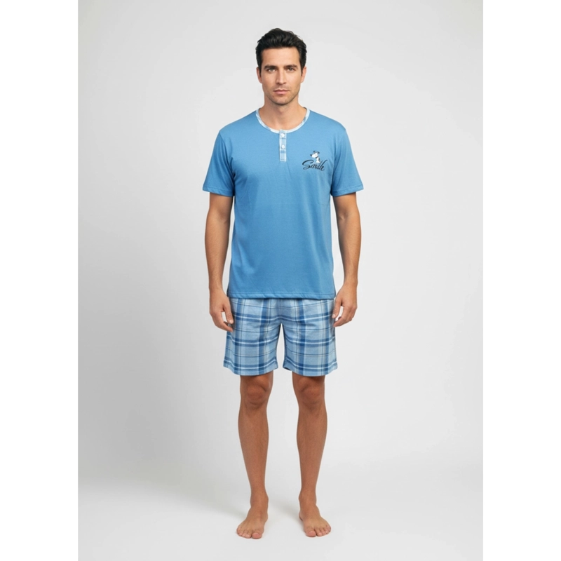 PIJAMA HOMBRE VERANO SHORT Y POLERA COLORES 4023 - 1