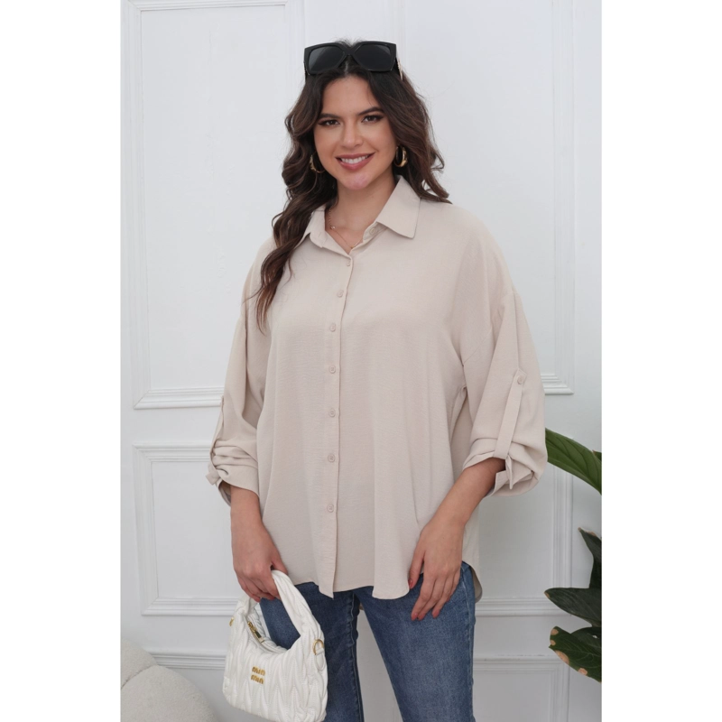 BLUSA HOLGADA MUJER ALGODÓNMANGA LARGA SEMI FORMAL BOTONES 0072 - 2