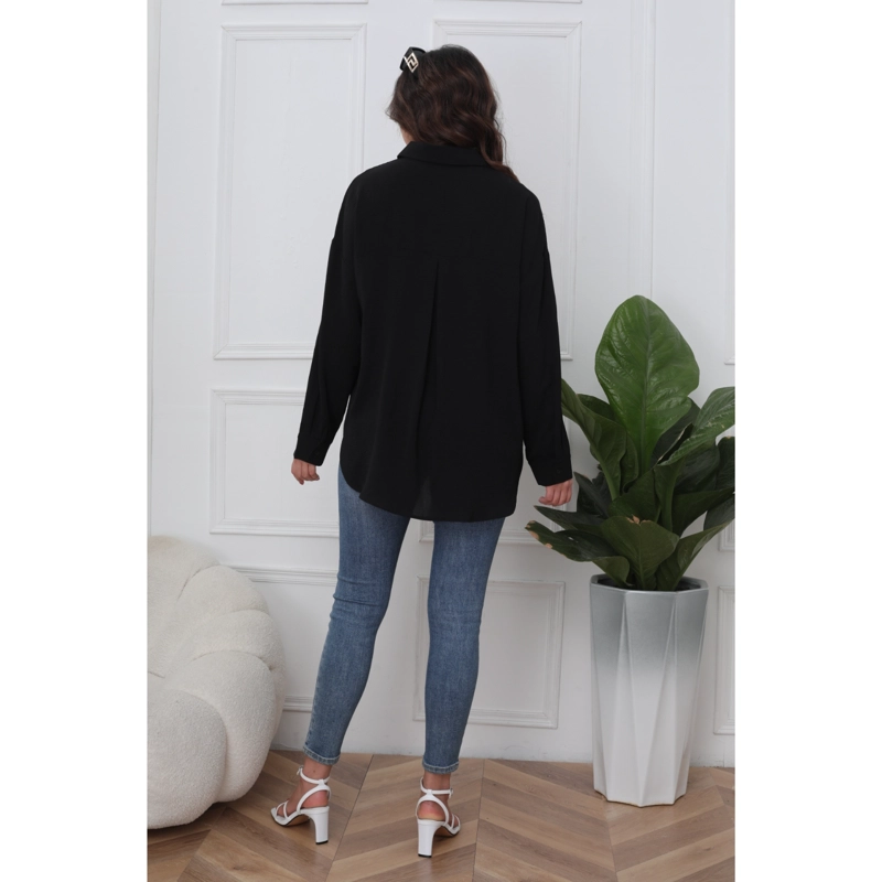 BLUSA HOLGADA MUJER ALGODÓNMANGA LARGA SEMI FORMAL BOTONES 0072 - 3