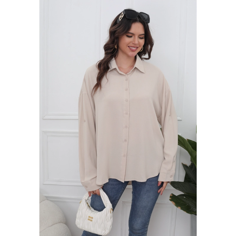 BLUSA HOLGADA MUJER ALGODÓNMANGA LARGA SEMI FORMAL BOTONES 0072 - 4