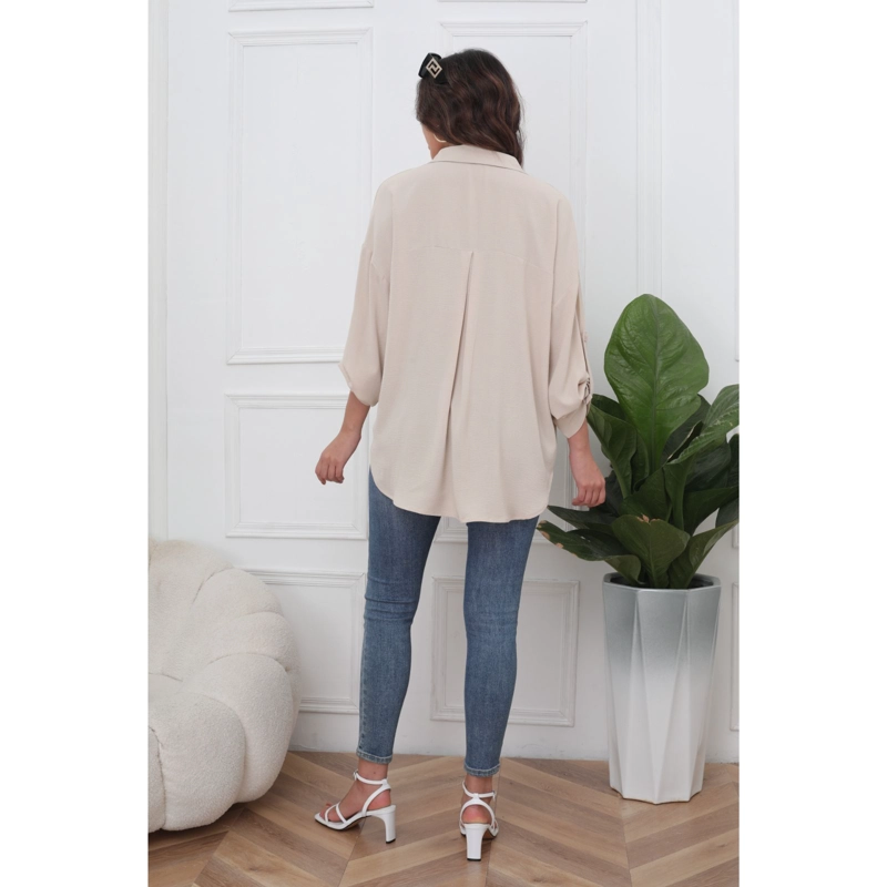 BLUSA HOLGADA MUJER ALGODÓNMANGA LARGA SEMI FORMAL BOTONES 0072 - 5