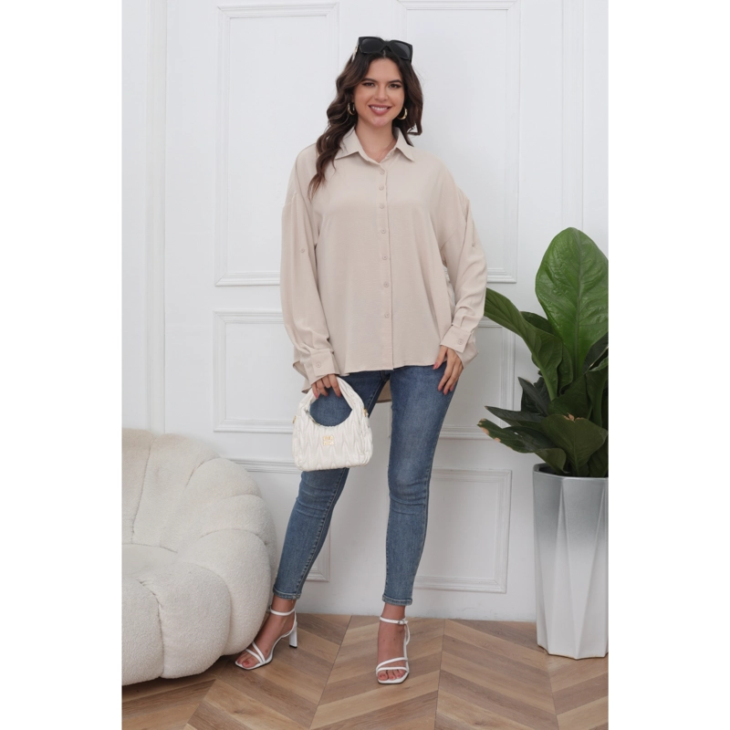 BLUSA HOLGADA MUJER ALGODÓNMANGA LARGA SEMI FORMAL BOTONES 0072 - 5