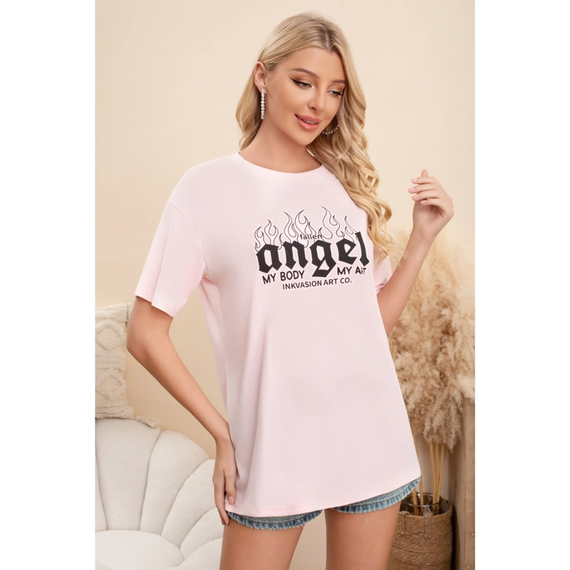 POLERA MUJER ALGODON MANGA CORTA OVERSIZE ANGEL 061 - 1