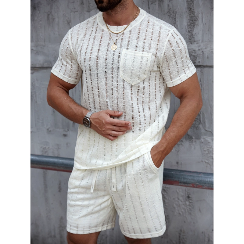 POLERA HOMBRE MANGA CORTA TEJIDA ESTILO CASUAL VERANO BOLSILLO 0261 - 1