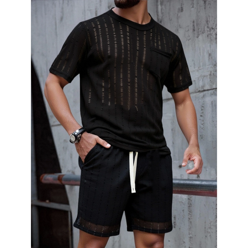 POLERA HOMBRE MANGA CORTA TEJIDA ESTILO CASUAL VERANO BOLSILLO 0261 - 2