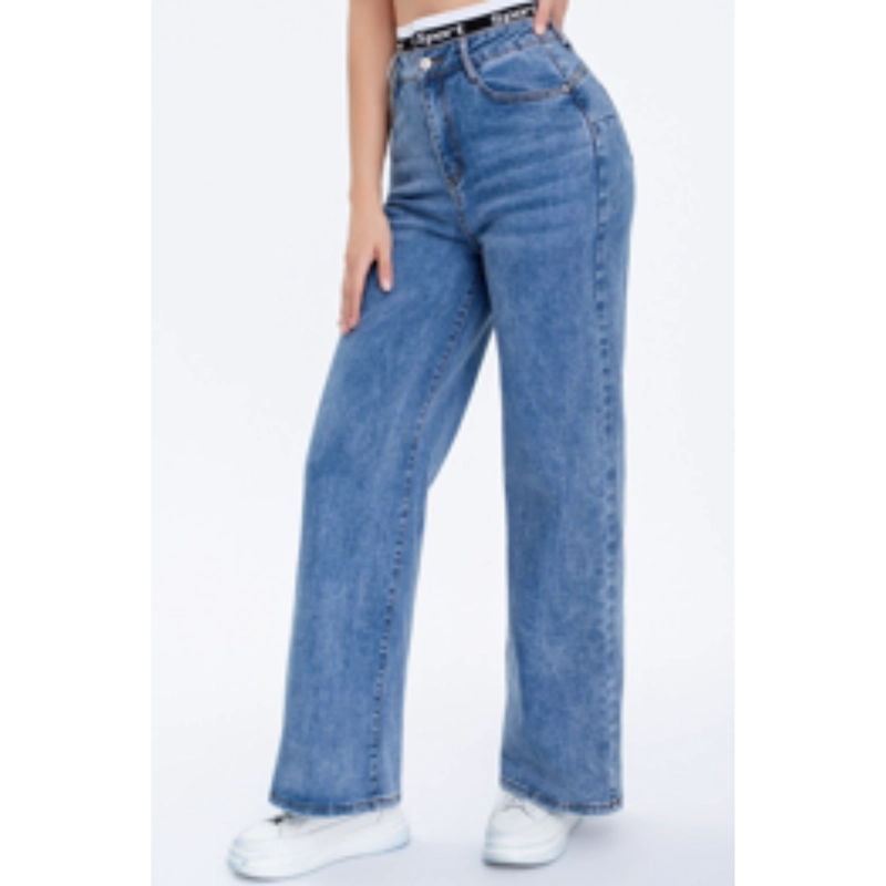PANTALON JEANS MUJER WIDE LEG TIRO ALTO FULL ELASTICADO TENDENCIA URBANA 23005 - 2