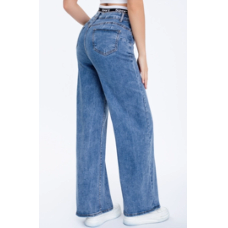 PANTALON JEANS MUJER WIDE LEG TIRO ALTO FULL ELASTICADO TENDENCIA URBANA 23005 - 4
