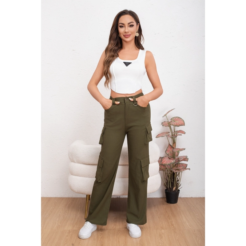 PANTALON MUJER CARGO RECTO ANCHO FULL ELASTICADO PRIMAVERA VERANO 2009 - 1