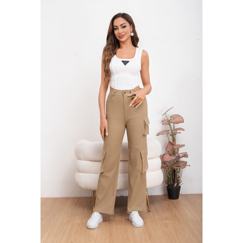 PANTALON MUJER CARGO RECTO ANCHO FULL ELASTICADO PRIMAVERA VERANO 2009 - 1