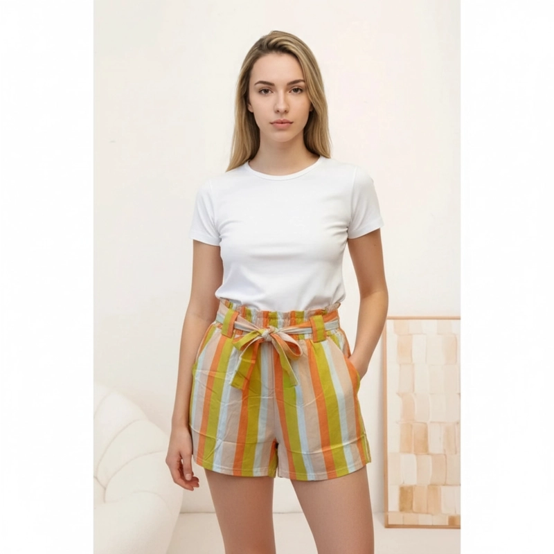 SHORT MUJER PANTALON CORTO LIVIANO ESTAMPADO DISEÑOS TRICOLOR COLORES W3031 - 1