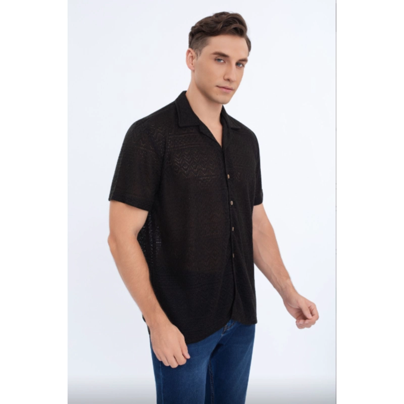 CAMISA HOMBRE TEXTURIZADA HILO FIT VERANO CALIDAD BOTONES 0169 - 1