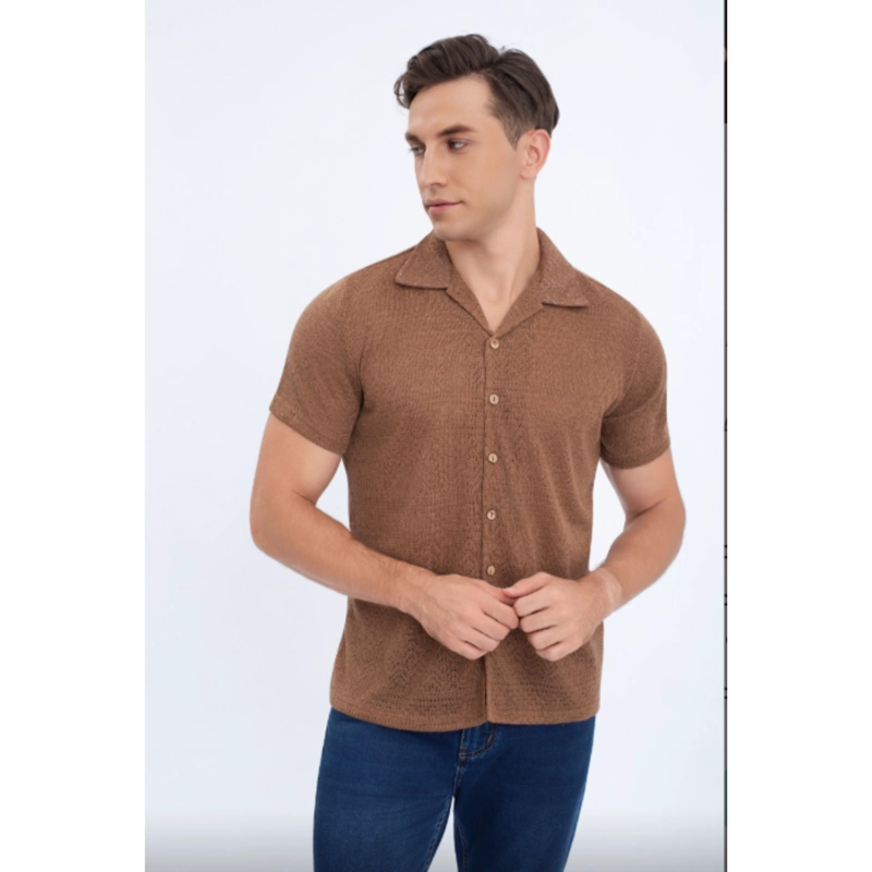 CAMISA HOMBRE TEXTURIZADA HILO FIT VERANO CALIDAD BOTONES 0169 - 1