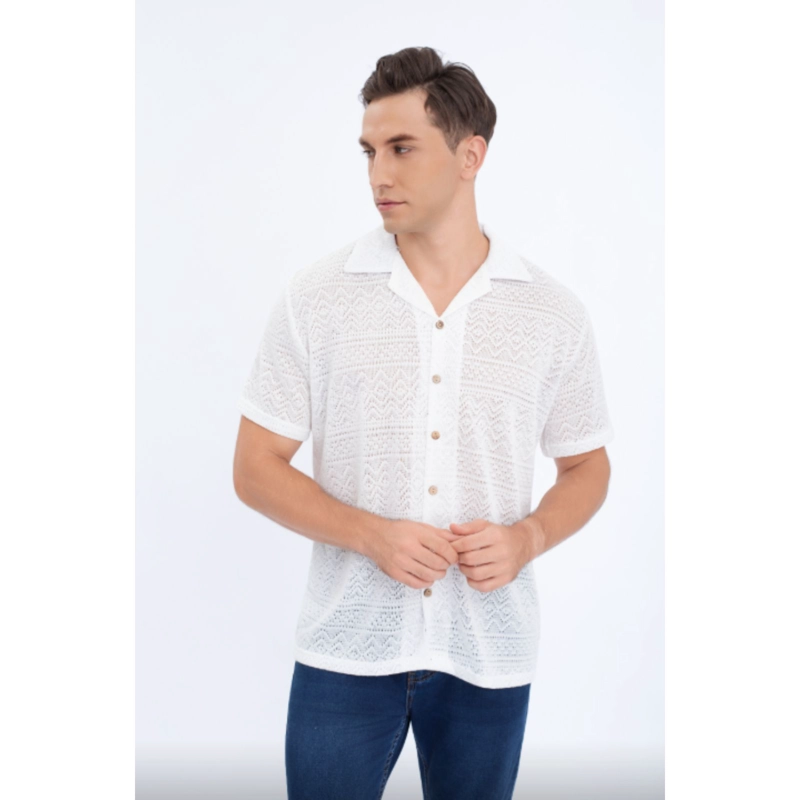CAMISA HOMBRE TEXTURIZADA HILO FIT VERANO CALIDAD BOTONES 0169 - 1