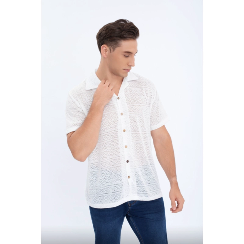 CAMISA HOMBRE TEXTURIZADA HILO FIT VERANO CALIDAD BOTONES 0169 - 2