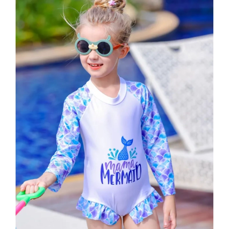 TRAJE DE BAÑO NIÑAS MANGA LARGA Y GORRO MERMAIDS 0040 - 1