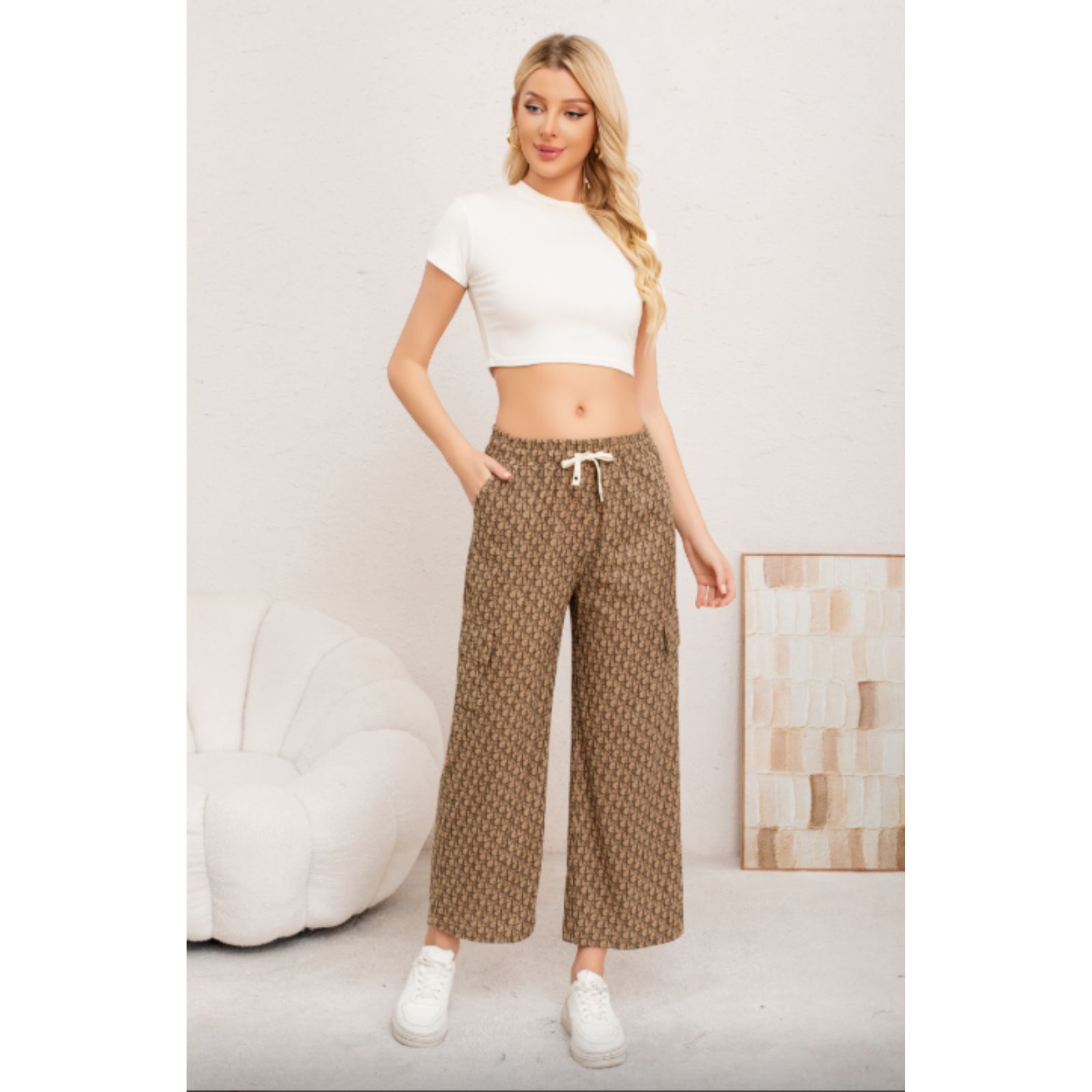 PANTALON RECTO MUJER CARGO LIVIANO CALIDAD DISEÑO CON LETRAS 3007 - 1