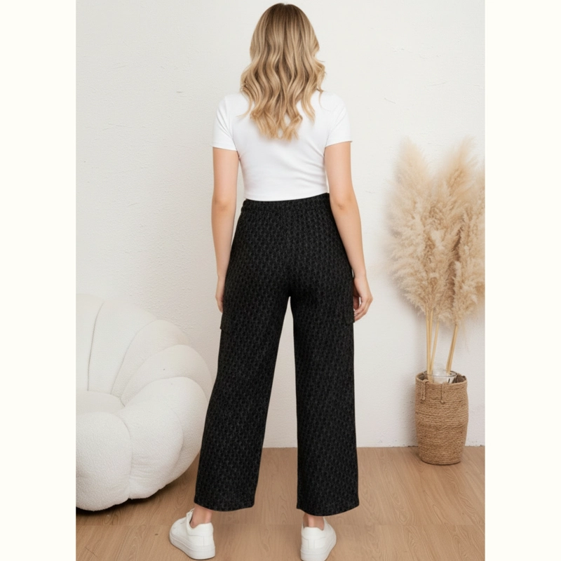 PANTALON PALAZZO MUJER CARGO ESTAMPADO TIRO ALTO PIERNA ANCHA BOLSILLOS 3007 - 4