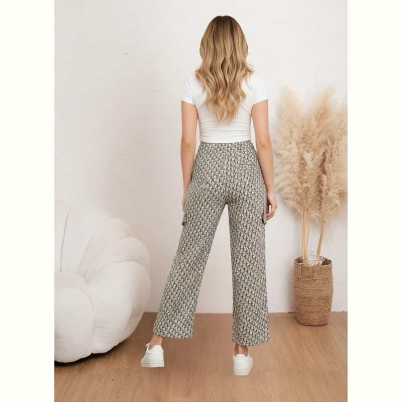 PANTALON PALAZZO MUJER CARGO ESTAMPADO TIRO ALTO PIERNA ANCHA BOLSILLOS 3007 - 4